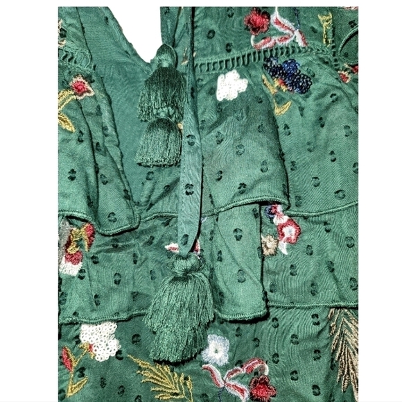 Tularosa Lindsay Emerald Green Eyelet Sequin Mini Dress XXS Embroidered Floral - Picture 6 of 9